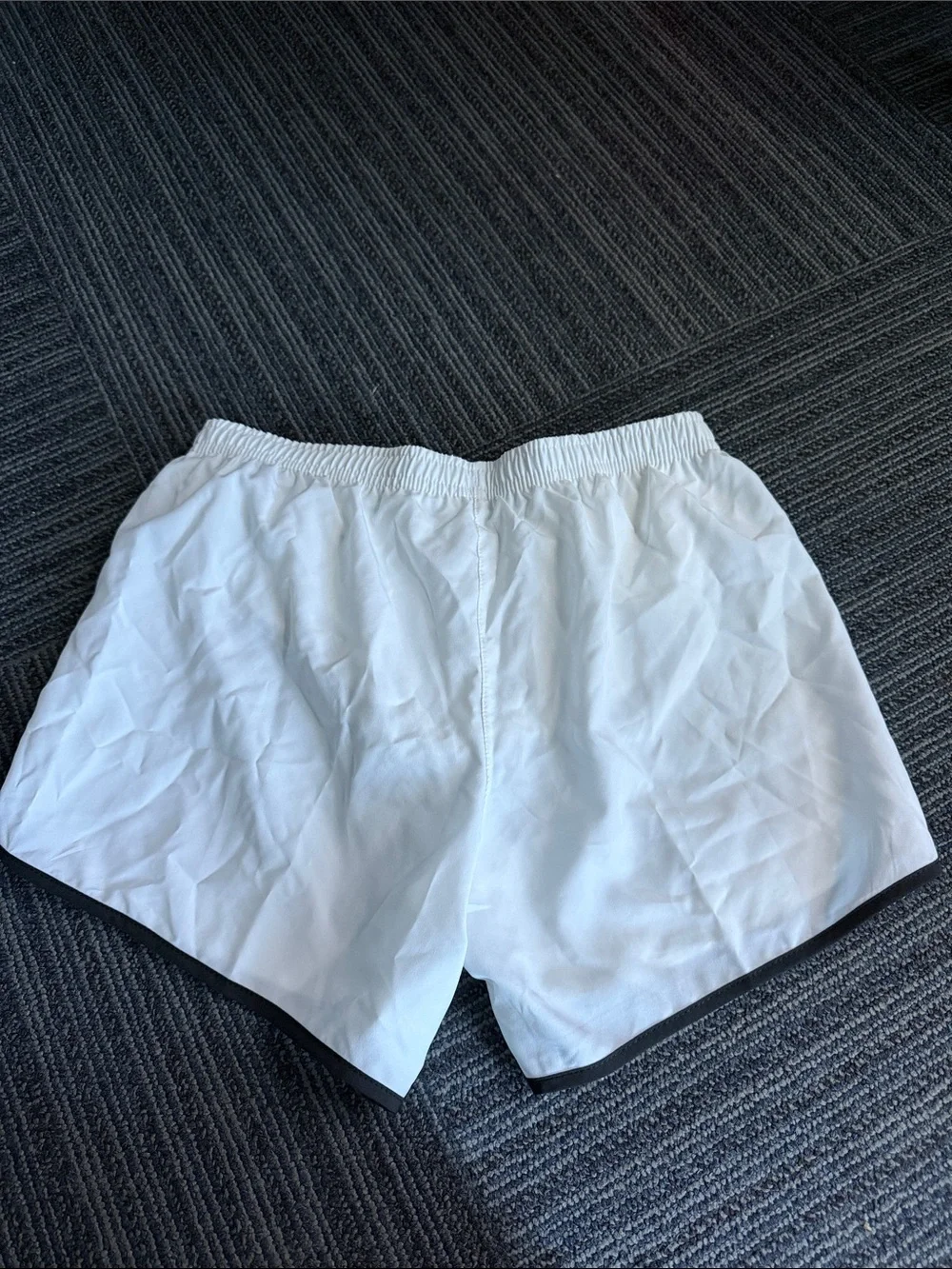 Nike White Youth Athletic Shorts with Black Piping